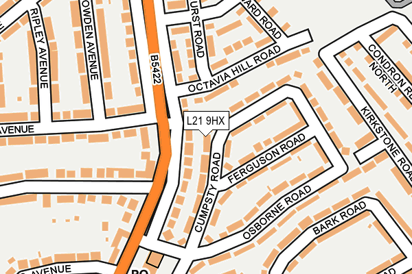 L21 9HX map - OS OpenMap – Local (Ordnance Survey)
