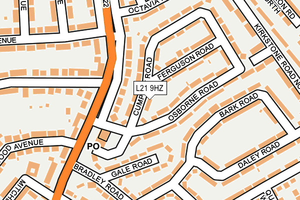 L21 9HZ map - OS OpenMap – Local (Ordnance Survey)