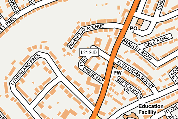 L21 9JD map - OS OpenMap – Local (Ordnance Survey)
