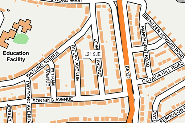 L21 9JE map - OS OpenMap – Local (Ordnance Survey)