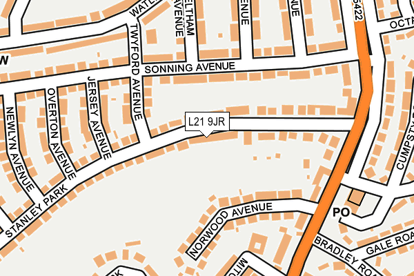 L21 9JR map - OS OpenMap – Local (Ordnance Survey)