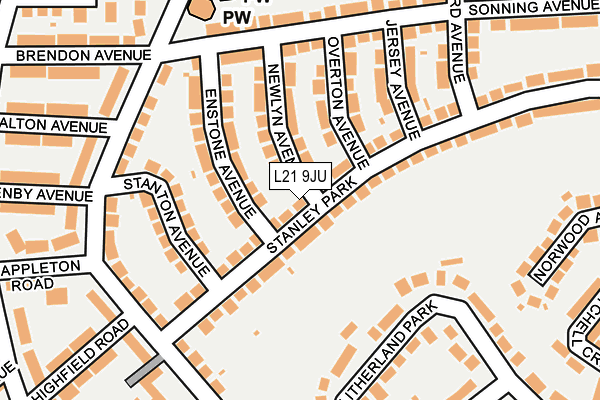 L21 9JU map - OS OpenMap – Local (Ordnance Survey)