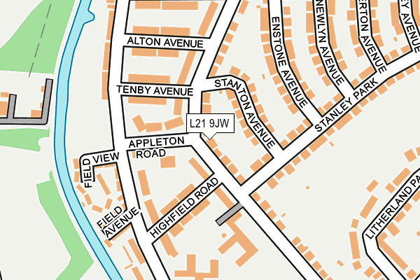 L21 9JW map - OS OpenMap – Local (Ordnance Survey)