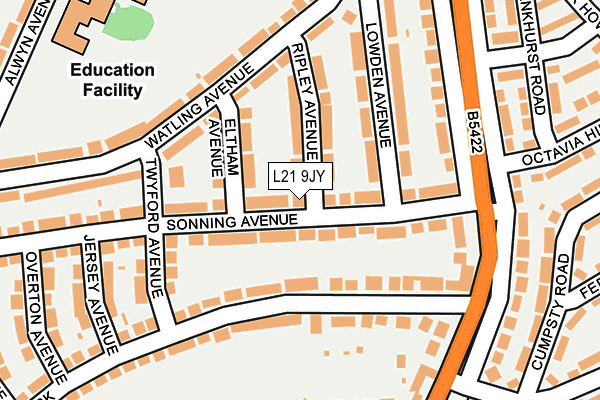 L21 9JY map - OS OpenMap – Local (Ordnance Survey)
