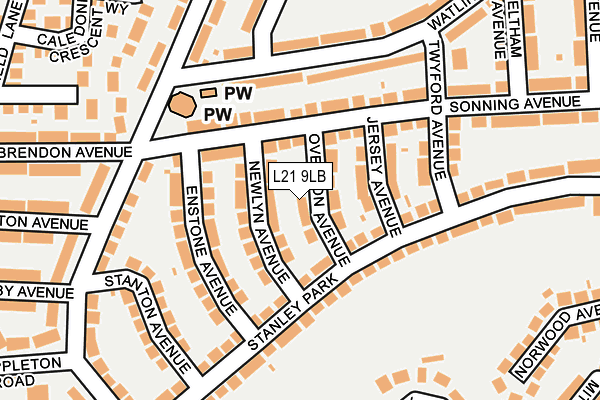 L21 9LB map - OS OpenMap – Local (Ordnance Survey)