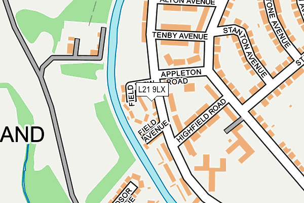 L21 9LX map - OS OpenMap – Local (Ordnance Survey)