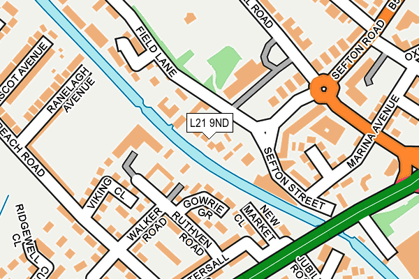 L21 9ND map - OS OpenMap – Local (Ordnance Survey)