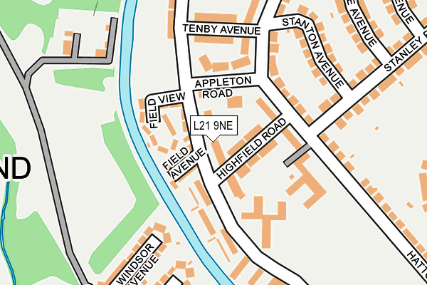 L21 9NE map - OS OpenMap – Local (Ordnance Survey)