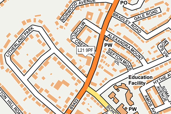 L21 9PF map - OS OpenMap – Local (Ordnance Survey)