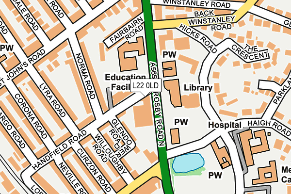 L22 0LD map - OS OpenMap – Local (Ordnance Survey)