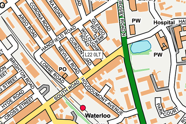L22 0LT map - OS OpenMap – Local (Ordnance Survey)