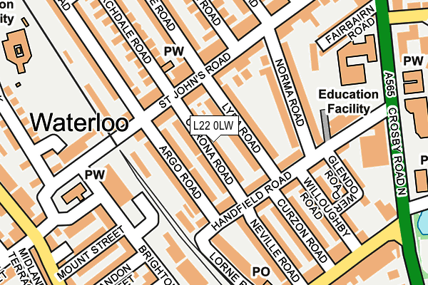 L22 0LW map - OS OpenMap – Local (Ordnance Survey)