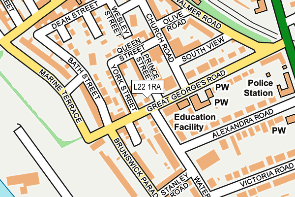 L22 1RA map - OS OpenMap – Local (Ordnance Survey)
