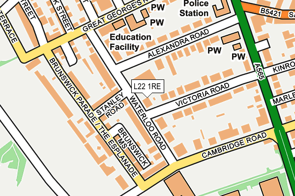 L22 1RE map - OS OpenMap – Local (Ordnance Survey)