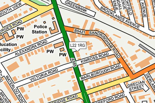 L22 1RG map - OS OpenMap – Local (Ordnance Survey)