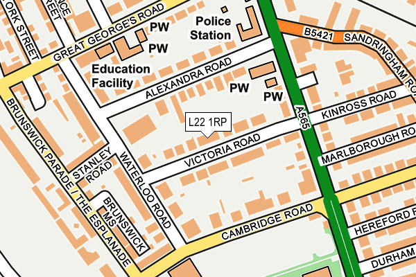 L22 1RP map - OS OpenMap – Local (Ordnance Survey)