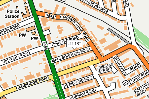 L22 1RT map - OS OpenMap – Local (Ordnance Survey)