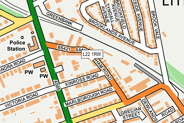 L22 1RW map - OS OpenMap – Local (Ordnance Survey)