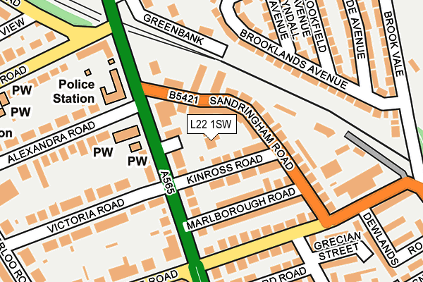 L22 1SW map - OS OpenMap – Local (Ordnance Survey)
