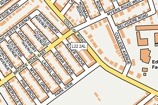 L22 2AL map - OS OpenMap – Local (Ordnance Survey)