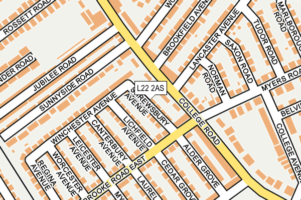 L22 2AS map - OS OpenMap – Local (Ordnance Survey)
