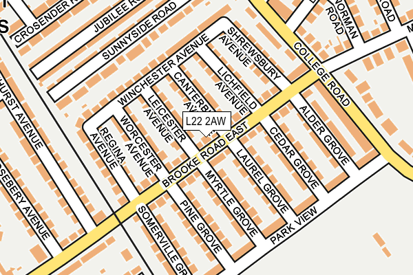 L22 2AW map - OS OpenMap – Local (Ordnance Survey)
