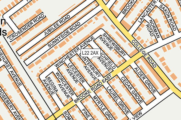 L22 2AX map - OS OpenMap – Local (Ordnance Survey)