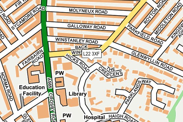 L22 3XF map - OS OpenMap – Local (Ordnance Survey)