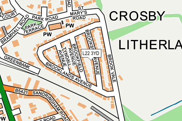 L22 3YD map - OS OpenMap – Local (Ordnance Survey)