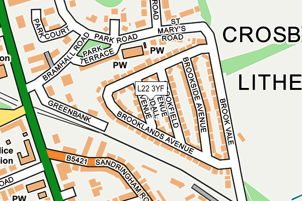 L22 3YF map - OS OpenMap – Local (Ordnance Survey)