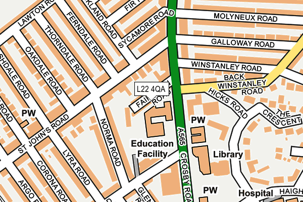 L22 4QA map - OS OpenMap – Local (Ordnance Survey)