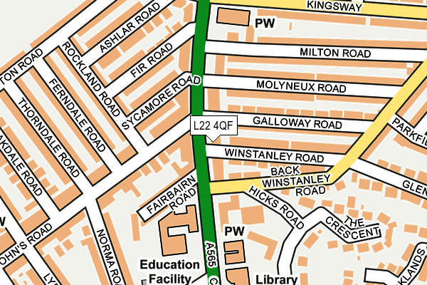 L22 4QF map - OS OpenMap – Local (Ordnance Survey)