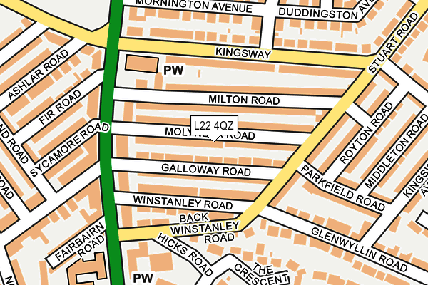 L22 4QZ map - OS OpenMap – Local (Ordnance Survey)