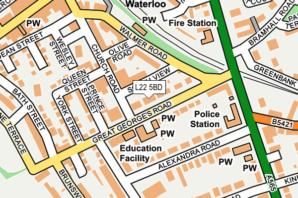 L22 5BD map - OS OpenMap – Local (Ordnance Survey)