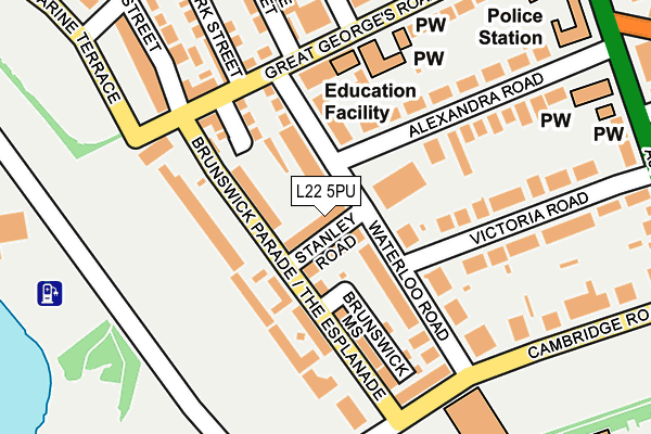 L22 5PU map - OS OpenMap – Local (Ordnance Survey)
