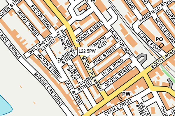 L22 5PW map - OS OpenMap – Local (Ordnance Survey)