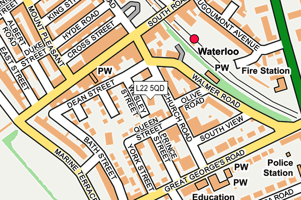 L22 5QD map - OS OpenMap – Local (Ordnance Survey)