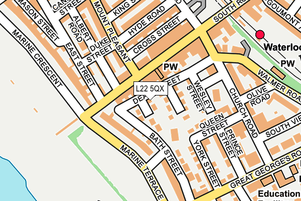 L22 5QX map - OS OpenMap – Local (Ordnance Survey)