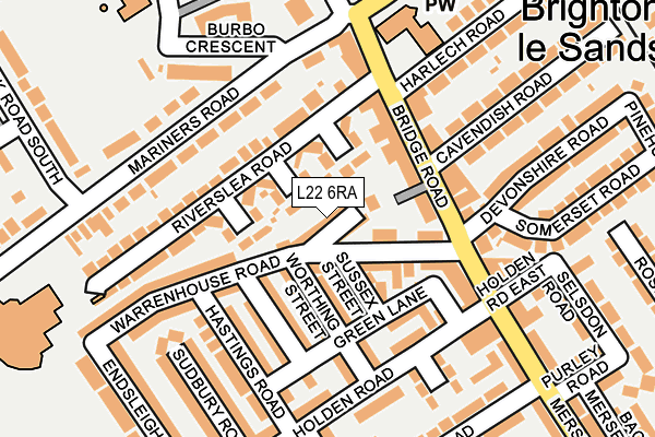 L22 6RA map - OS OpenMap – Local (Ordnance Survey)