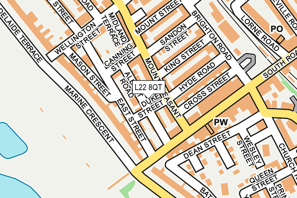 L22 8QT map - OS OpenMap – Local (Ordnance Survey)