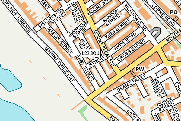 L22 8QU map - OS OpenMap – Local (Ordnance Survey)