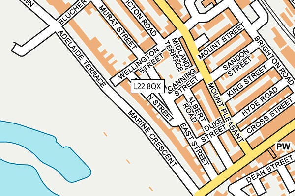 L22 8QX map - OS OpenMap – Local (Ordnance Survey)