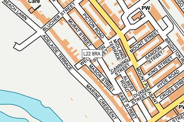 L22 8RA map - OS OpenMap – Local (Ordnance Survey)