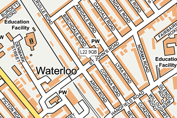 L22 9QB map - OS OpenMap – Local (Ordnance Survey)