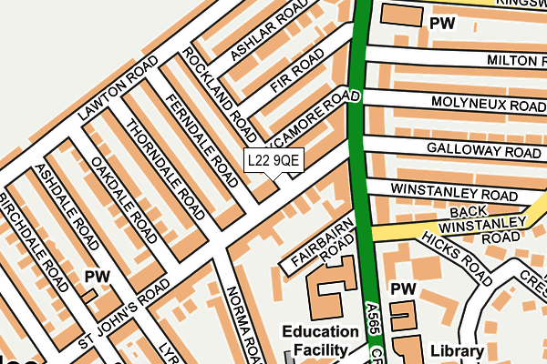 L22 9QE map - OS OpenMap – Local (Ordnance Survey)