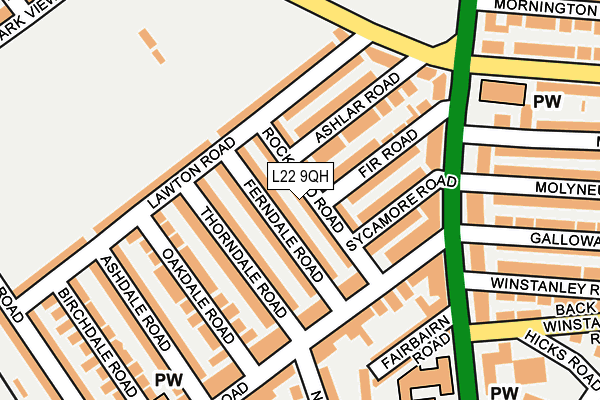L22 9QH map - OS OpenMap – Local (Ordnance Survey)