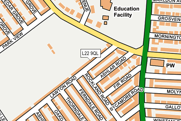 L22 9QL map - OS OpenMap – Local (Ordnance Survey)