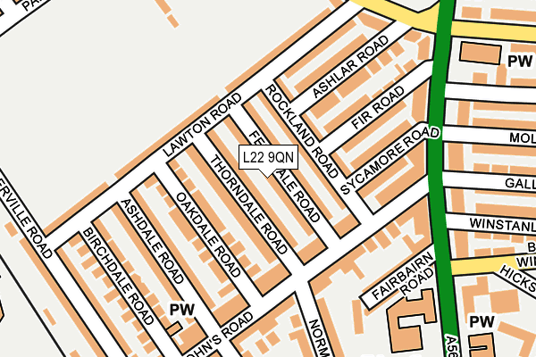 L22 9QN map - OS OpenMap – Local (Ordnance Survey)