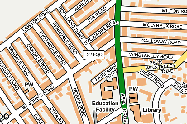 L22 9QQ map - OS OpenMap – Local (Ordnance Survey)