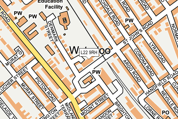 L22 9RH map - OS OpenMap – Local (Ordnance Survey)